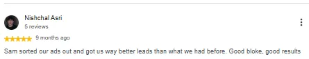 Google review of Spartan Digitals by Nishchal Asri